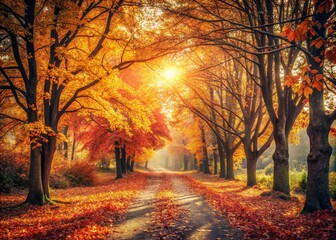 Vintage Autumn Landscapes with Warm Tones and Textures for Stock Photos