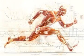 Anatomical Illustration of Human Running: Biomechanics of Joints, Muscle Activation, and Motion Analysis