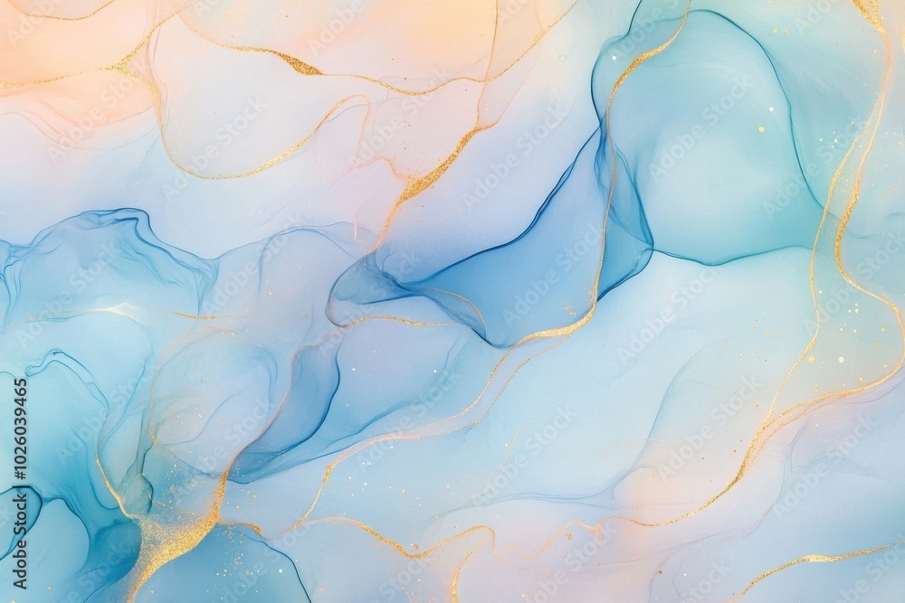 Poster graceful abstract art piece crafted with alcohol ink methods. delicate and airy wallpaper pattern. m