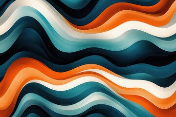 Vibrant psychedelic flowing patterns in orange, blue, teal, and white against a dark background, ideal for dance music album cover or party promotion with 70s and 80s retro inspiration