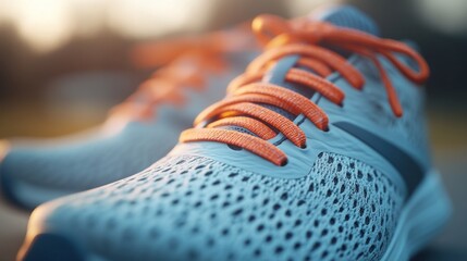 A pair of shoes with orange laces