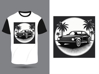 Retro t-shirt design, classic car silhouette
