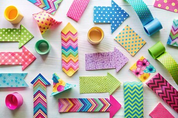Obraz premium Elevate your project planning with these artistic hand-drawn arrow sticky notes, perfect for creative tasks and organization, bringing a whimsical flair to your ideas.