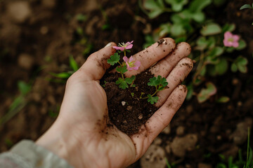 Fototapeta premium A person gardening in a sunny garden generative AI concept