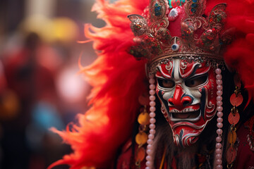 Fototapeta premium Traditional chinese carnival for new year lunar calendar celebration made with Generative AI tools