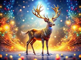 Embrace the festive spirit with a Shiny Reindeer Christmas card, showcasing a glittery backdrop and enchanting 3D illustrations, ideal for sharing holiday happiness and cheer.