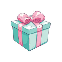 pink gift box with ribbon isolated vector illustration