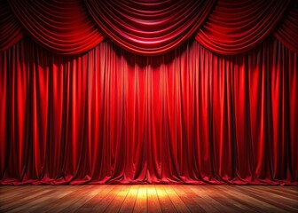 Red Theater Curtain with Spot Lighting Creating a Dramatic Stage Atmosphere for Generative AI Art and Performances