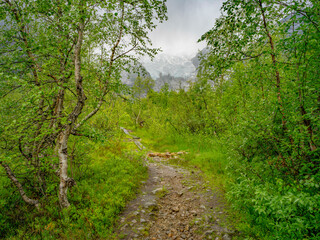 Wanderung zum Gletscher im Jostedalsbreen Nationalpark in Norwegen