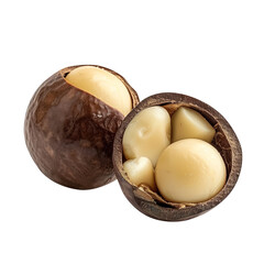 hazelnuts in basket on transparent background, clipping path, png, 