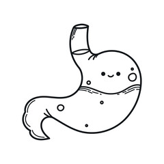 Cartoon stomach with a happy face, ideal for children's materials about digestion and healthy eating