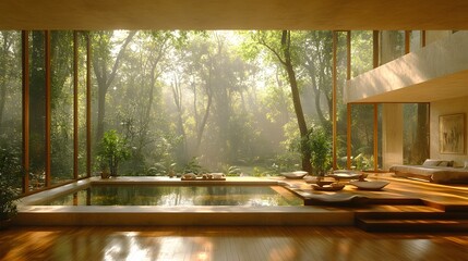 Modern living room with clean lines, open space, and natural materials for a sleek look