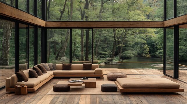 Contemporary open-plan living room with sleek furniture and a spacious, minimalist look