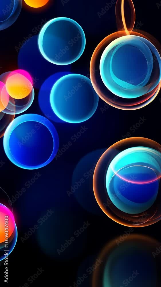 Poster abstract colorful bubbles on dark background