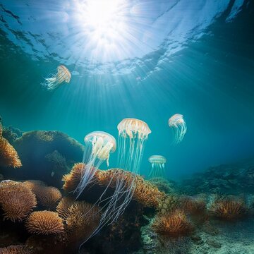 jellyfish scient. class. Medusozoa cridaria animal, AI generated