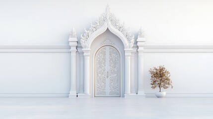 Elegant White Entrance with Intricate Design