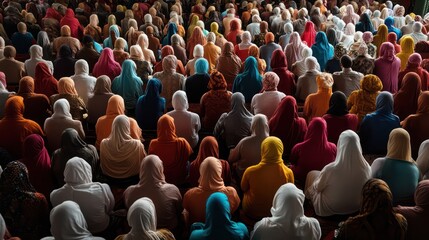 A Sikh religious ceremony with the recitation of scriptures from the Guru Granth Sahib, focusing on community and faith.