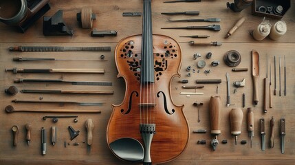 Naklejka premium Custom music instrument tools with artisanal features - Blending the customization of tools with artisanal design elements, ideal for musicians and craftsmen