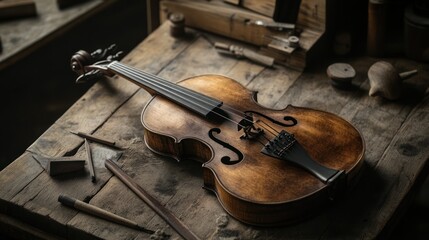 Fototapeta premium Custom music instrument tools with artisanal features - Blending the customization of tools with artisanal design elements, ideal for musicians and craftsmen 