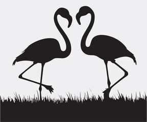 Flamingo silhouettes of birds, Flamingo silhouettes, large pack of vector silhouette design, isolated white background Artwork