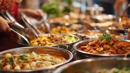 Obraz premium An international food festival celebrating cultural diversity through global cuisine, with tastes from every continent.