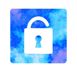 マーブルな星空｜開いた南京錠マーク