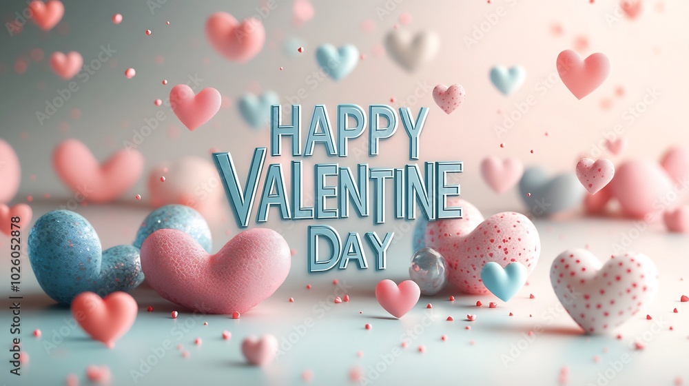 Aufkleber creative love composition featuring happy valentine day text elegant script surrounded by floating h