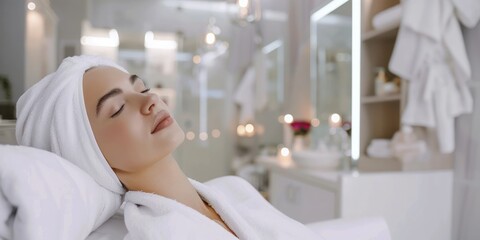 Fototapeta premium Aesthetician performing skincare procedures in a spa setting.