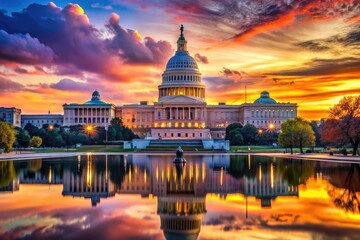 Fototapeta premium Explore Washington DC's dynamic urban landscape, where modern creativity intersects with historic charm, showcasing a rich tapestry of architectural diversity and cultural heritage.