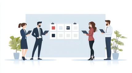 Obraz premium Collaborative Business Team Brainstorming Ideas Illustration 