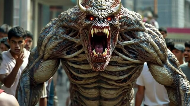 The Appearance of the Monster A giant creature with a terrible body