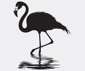 Flamingo silhouettes of birds, Flamingo silhouettes, large pack of vector silhouette design, isolated white background Artwork