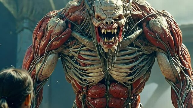 The Appearance of the Monster A giant creature with a terrible body