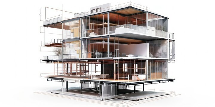 Cross-sectional exploded view of a building structure.