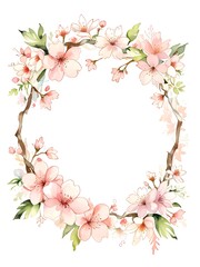 Fototapeta premium Cherry Blossom Sakura Flower Wreath Frame