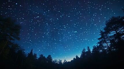 Naklejka premium Dark blue night sky with shiny stars