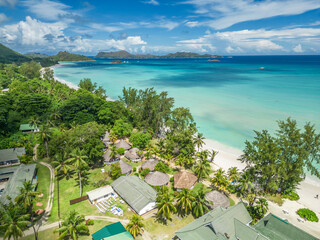 View of Cote D'Or Beach Praslin Island Seychelles