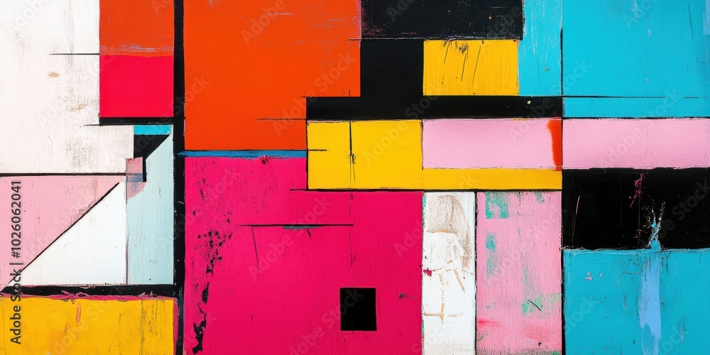 Poster grid emotions unleashed through vibrant abstract expression