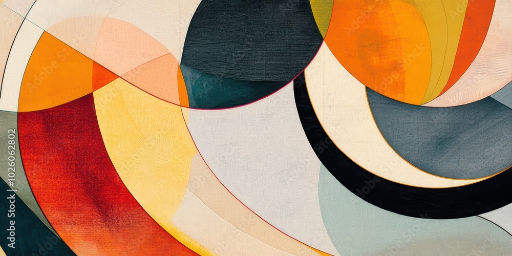 Poster curved lines and angular forms in modern abstract art