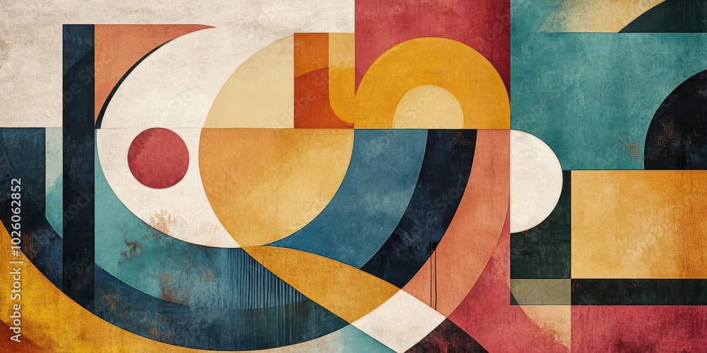 Poster curved lines and angular forms in modern abstract art