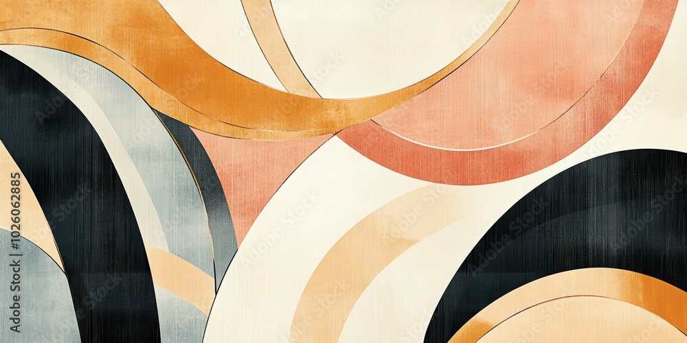 Poster harmony of curved lines and angular forms in modern abstract design