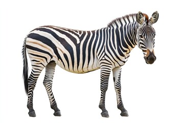 Fototapeta premium Beautiful zebra isolated over white background