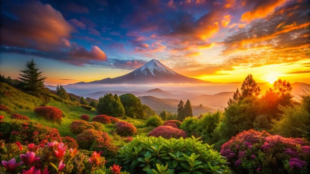 Breathtaking Bokeh Effect of Mt Zerbion at Sunrise with Vibrant Colors and Scenic Views