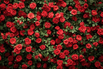 A close up of a bunch of red roses, generative ai image