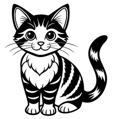 Cute Cat on white background 