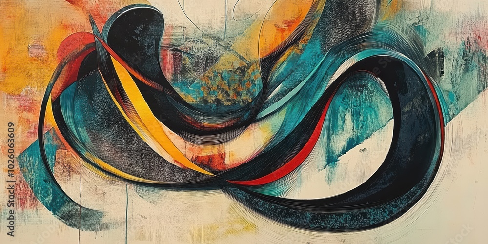 Poster abstract composition of dynamic lines and shapes