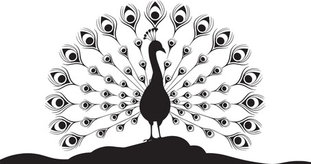 Peacock Silhouette Smooth Elements Design, any colorful change the Peacock Vector Illustration