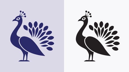 Peacock Silhouette Smooth Elements Design, any colorful change the Peacock Vector Illustration
