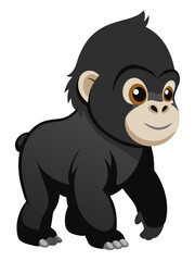 Fototapeta premium cute gorilla isolated on white - vector illustration gorilla, mountain gorilla vector art isolated on white
