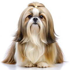 shih tzu dog. dog, animal, pet, puppy, cute, white, shih tzu, canine, studio, isolated, mammal, domestic, white background, pedigree, adorable, pets, purebred, small, portrait, breed, fur, tzu, shih, 